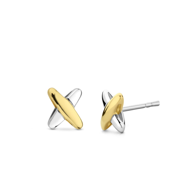 Ti Sento Two Colour Cross Stud Earrings 7982SY