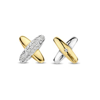 Ti Sento Two Colour Cross Cubic Zirconia Earrings 7982ZY - Michael Jones Jeweller