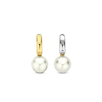 Ti Sento Yellow Gold Plated Synthetic Pearl Drop Hoop Earrings 7986YP