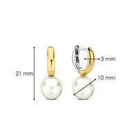 Ti Sento Yellow Gold Plated Synthetic Pearl Drop Hoop Earrings 7986YP