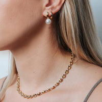 Ti Sento Yellow Gold Plated Synthetic Pearl Drop Hoop Earrings 7986YP