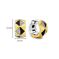 Ti Sento Yellow Gold Plated Onyx Black and Cubic Zirconia Geometric Hoop Earrings - Michael Jones Jeweller