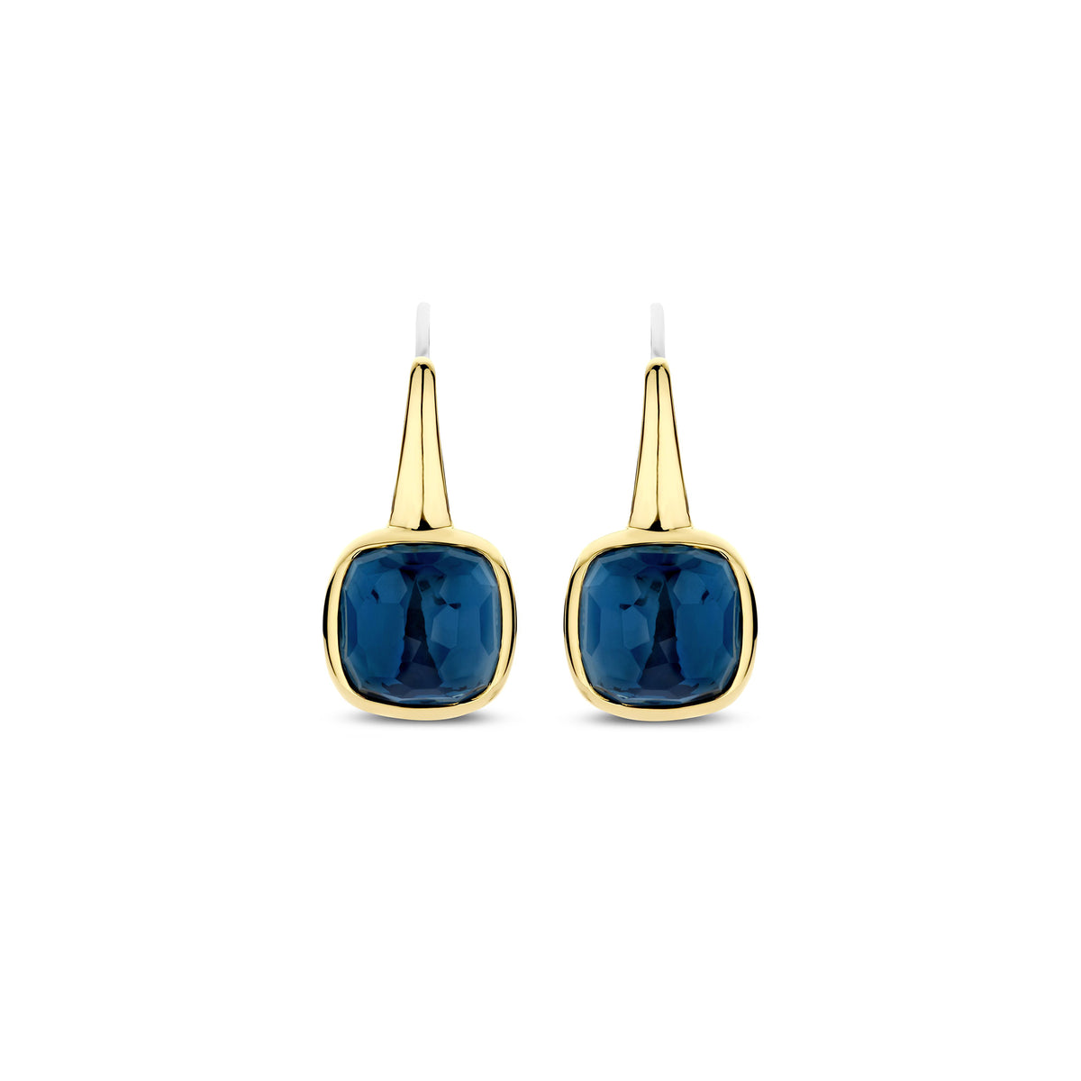Ti Sento Yellow Gold Plated Dark Blue Crystal Drop Earrings 7989DB - Michael Jones Jeweller
