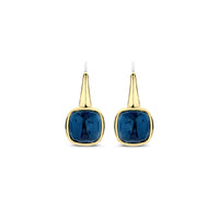 Ti Sento Yellow Gold Plated Dark Blue Crystal Drop Earrings 7989DB