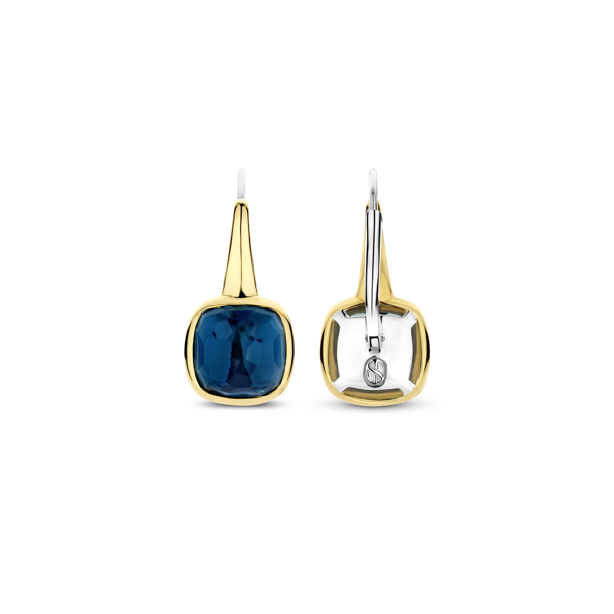 Ti Sento Yellow Gold Plated Dark Blue Crystal Drop Earrings 7989DB - Michael Jones Jeweller