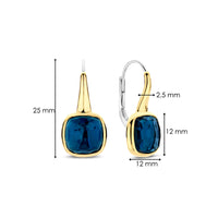 Ti Sento Yellow Gold Plated Dark Blue Crystal Drop Earrings 7989DB