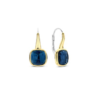 Ti Sento Yellow Gold Plated Dark Blue Crystal Drop Earrings 7989DB