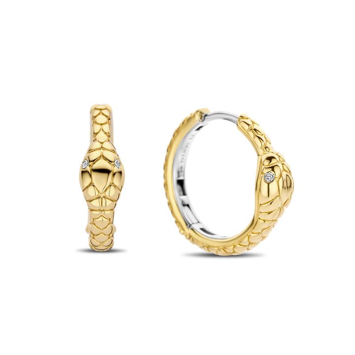 Ti Sento Yellow Gold Plated Cubic Zirconia Serpent Hoop Earrings - Michael Jones Jeweller