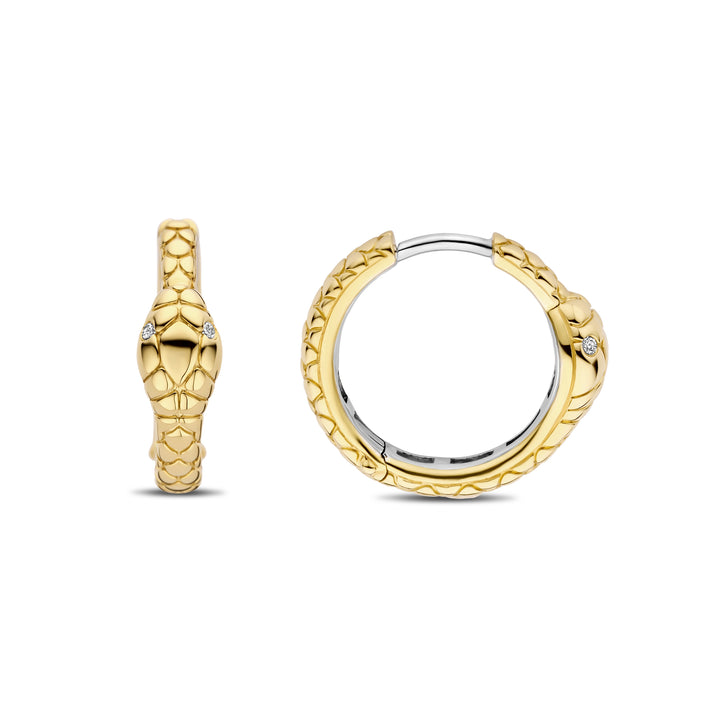 Ti Sento Yellow Gold Plated Cubic Zirconia Serpent Hoop Earrings - Michael Jones Jeweller