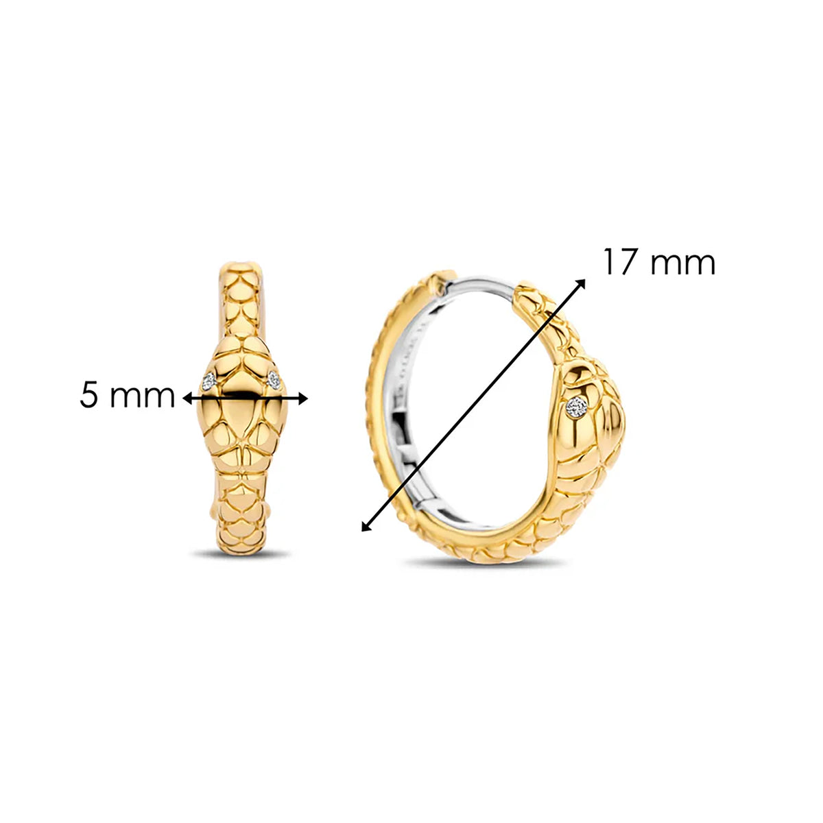 Ti Sento Yellow Gold Plated Cubic Zirconia Serpent Hoop Earrings - Michael Jones Jeweller
