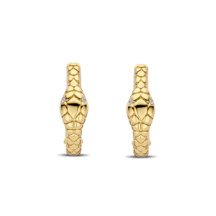 Ti Sento Yellow Gold Plated Cubic Zirconia Serpent Hoop Earrings 7993SY