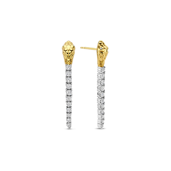 Ti Sento Yellow Gold Plated Cubic Zirconia Snake Drop Earrings - Michael Jones Jeweller