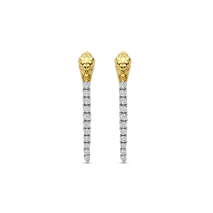 Ti Sento Yellow Gold Plated Cubic Zirconia Snake Drop Earrings - Michael Jones Jeweller