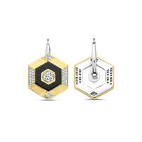 Ti Sento Yellow Gold Plated Onyx Black and Cubic Zirconia Hexagonal Drop Earrings - Michael Jones Jeweller