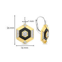 Ti Sento Yellow Gold Plated Onyx Black and Cubic Zirconia Hexagonal Drop Earrings - Michael Jones Jeweller