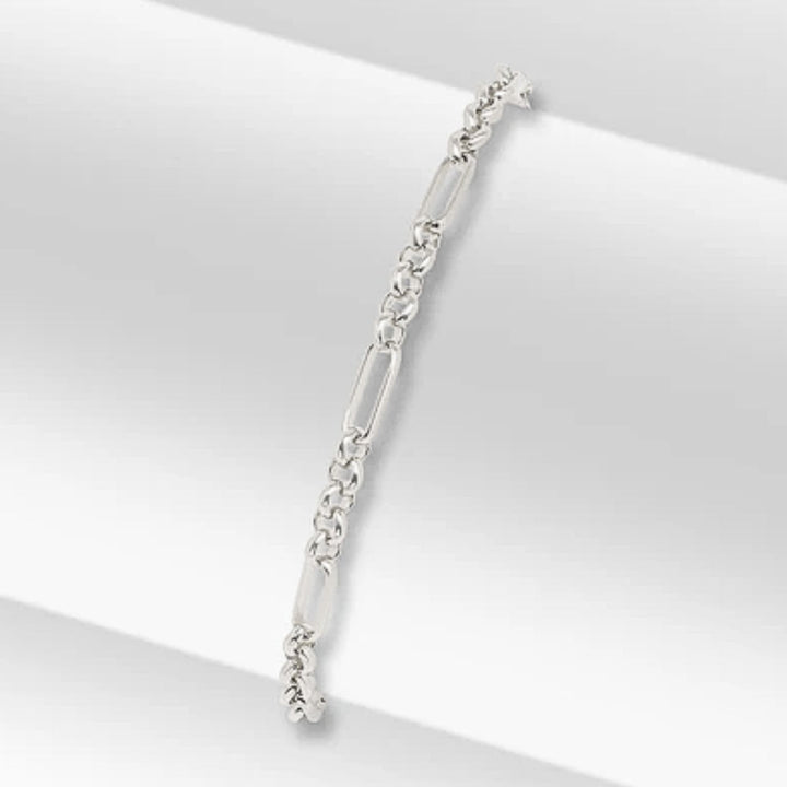 Belcher Figaro 9ct White Gold Bracelet