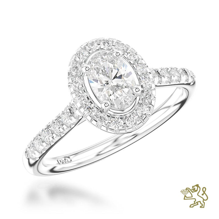 Skye Oval Halo 0.50ct E VS2 Diamond Platinum Ring - Michael Jones Jeweller