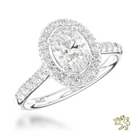 Skye Oval Halo 0.81ct F SI1 Diamond Platinum Ring - Michael Jones Jeweller