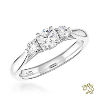 Tulip Three Stone 0.50ct G SI1 Diamond Platinum Ring - Michael Jones Jeweller