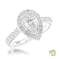 Skye Pear Halo 0.70ct G SI1 Diamond Platinum Ring
