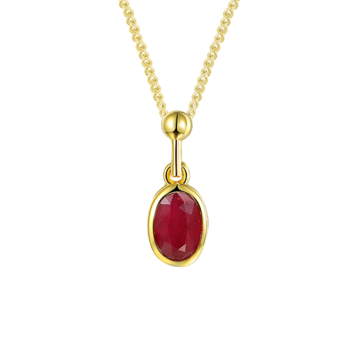 Amore Oval Ruby 9ct Yellow Gold Pendant - Michael Jones Jeweller