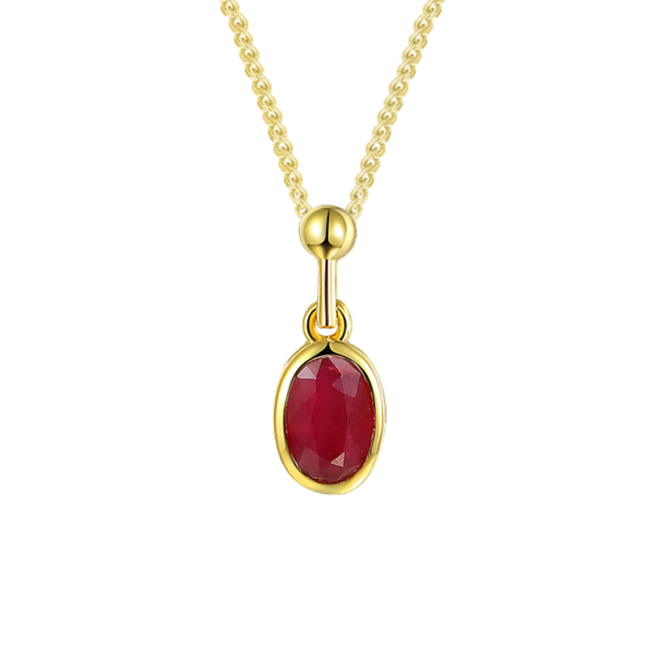 Amore Oval Ruby 9ct Yellow Gold Pendant