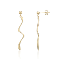 Long Squiggle 9ct Yellow Gold Drop Earrings