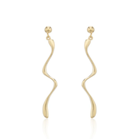 Long Squiggle 9ct Yellow Gold Drop Earrings