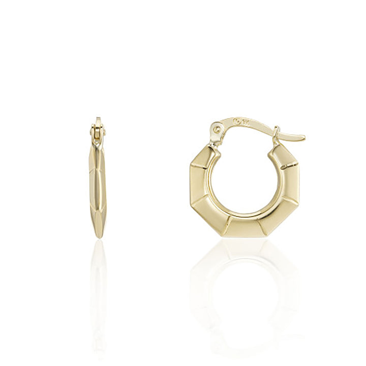 Facetted 9ct Yellow Gold Creole Hoop Earrings - Michael Jones Jeweller