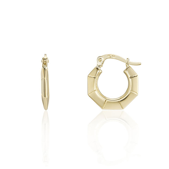 Facetted 9ct Yellow Gold Creole Hoop Earrings