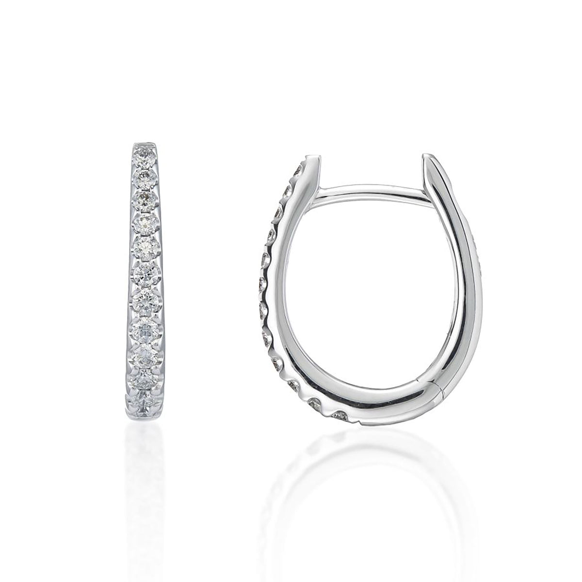 Diamond 0.25ct 18ct White Gold Oval Hoop Earrings - Michael Jones Jeweller