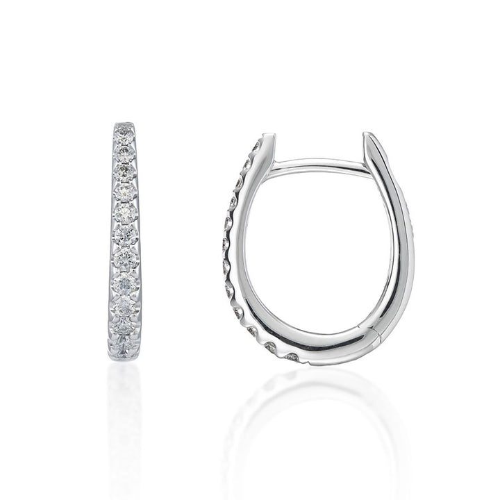 Diamond 0.25ct 18ct White Gold Oval Hoop Earrings