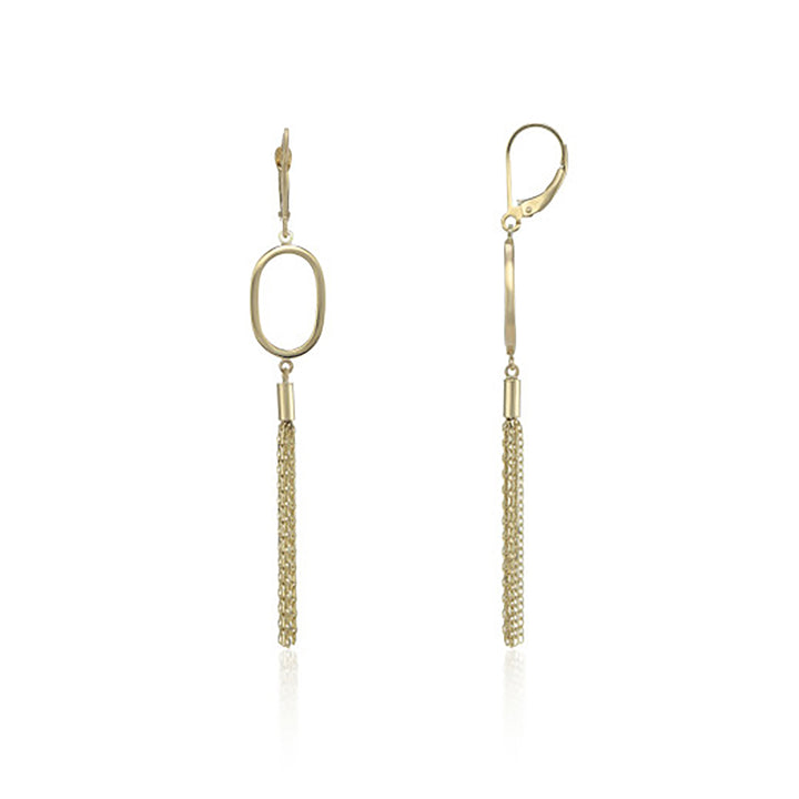 Oval 9ct Yellow Gold Tassle Drop Earrings