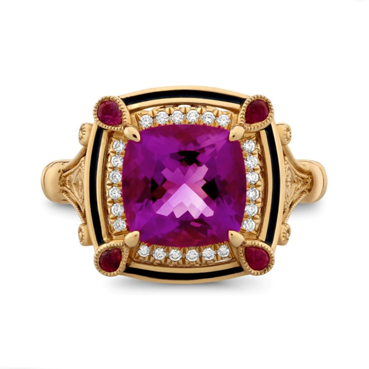 Rubellite Ruby and Diamond 18ct Rose Gold Ring (N)