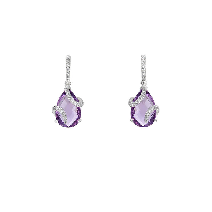 Amore Silver Amethyst and Cubic Zirconia Earrings