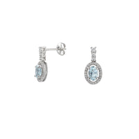 Amore Silver Aquamarine Cluster Drop Earrings