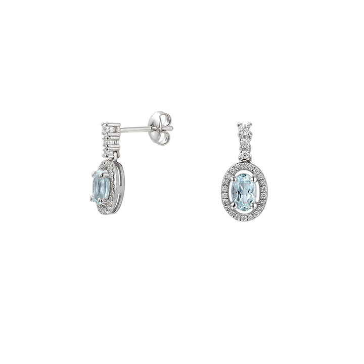 Amore Silver Aquamarine Cluster Drop Earrings