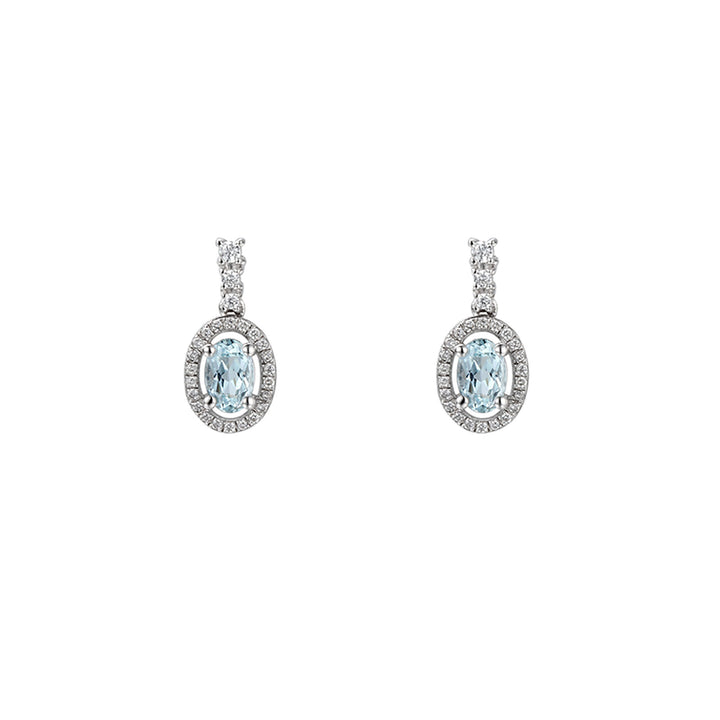 Amore Silver Aquamarine Cluster Drop Earrings