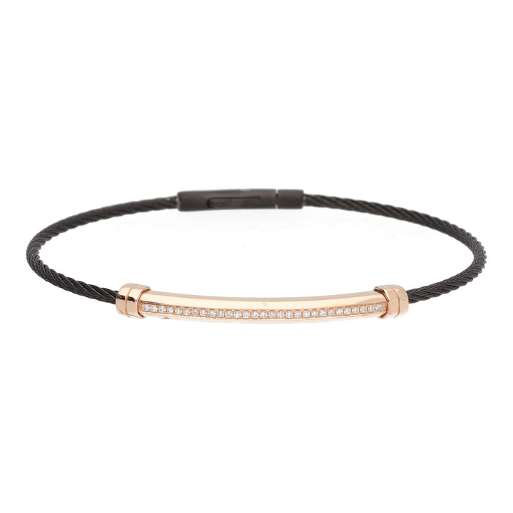 Salvatore Bersani B-Joy Black PVD Steel Single-Strand Men’s Bracelet with 18ct Rose Gold & 0.17ct Diamonds