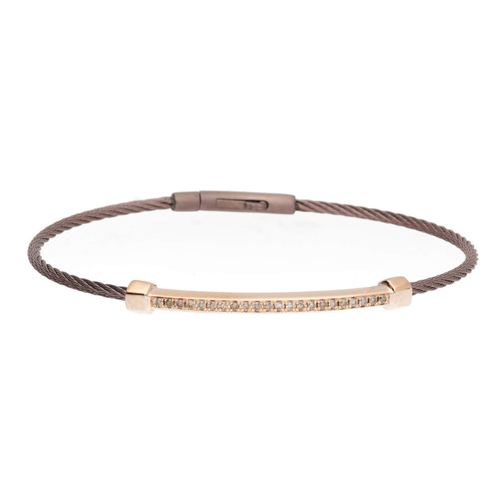 Salvatore Bersani B-Joy Brown PVD Steel Single-Strand Men’s Bracelet with 18ct Rose Gold & 0.22ct Diamonds