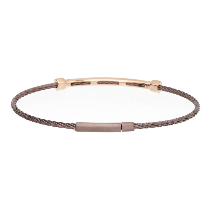 Salvatore Bersani B-Joy Brown PVD Steel Single-Strand Men’s Bracelet with 18ct Rose Gold & 0.22ct Diamonds