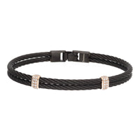 Salvatore Bersani B-Joy Black PVD Steel Two-Strand Men’s Bracelet with 18ct Rose Gold & 0.28ct Diamonds