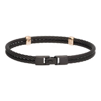 Salvatore Bersani B-Joy Black PVD Steel Two-Strand Men’s Bracelet with 18ct Rose Gold & 0.28ct Diamonds - Michael Jones Jeweller