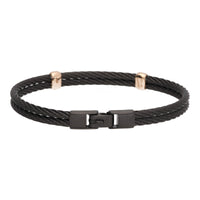 Salvatore Bersani B-Joy Black PVD Steel Two-Strand Men’s Bracelet with 18ct Rose Gold & 0.28ct Diamonds