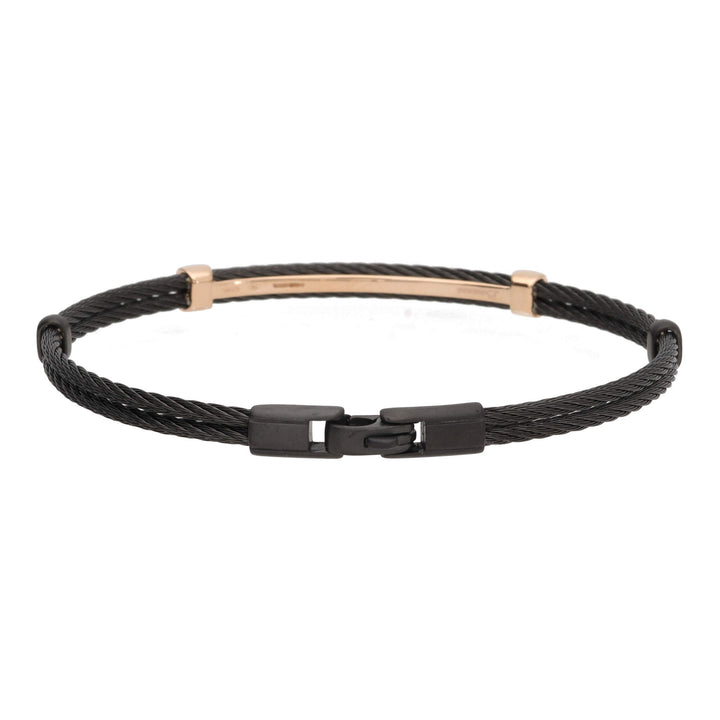Salvatore Bersani B-Joy Black PVD Steel Two-Strand Men’s Bracelet with 18ct Rose Gold & 0.17ct Diamonds