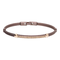 Salvatore Bersani B-Joy Brown PVD Steel Two-Strand Men’s Bracelet with 18ct Rose Gold & 0.17ct Diamonds - Michael Jones Jeweller