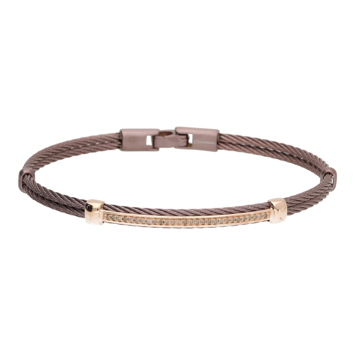 Salvatore Bersani B-Joy Brown PVD Steel Two-Strand Men’s Bracelet with 18ct Rose Gold & 0.17ct Diamonds - Michael Jones Jeweller