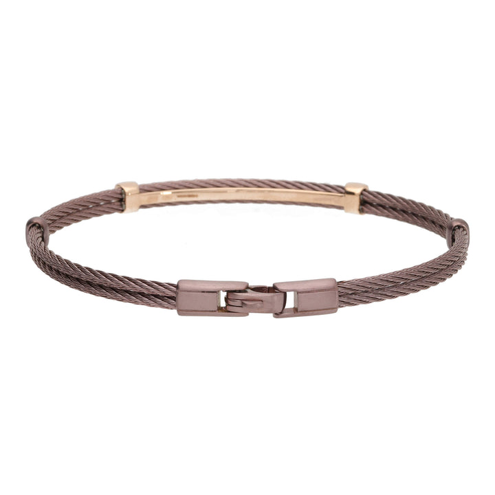 Salvatore Bersani B-Joy Brown PVD Steel Two-Strand Men’s Bracelet with 18ct Rose Gold & 0.17ct Diamonds