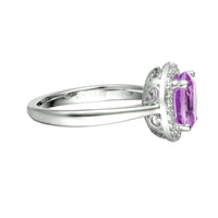 Amore Oval Amethyst CZ Halo Silver Ring (M)