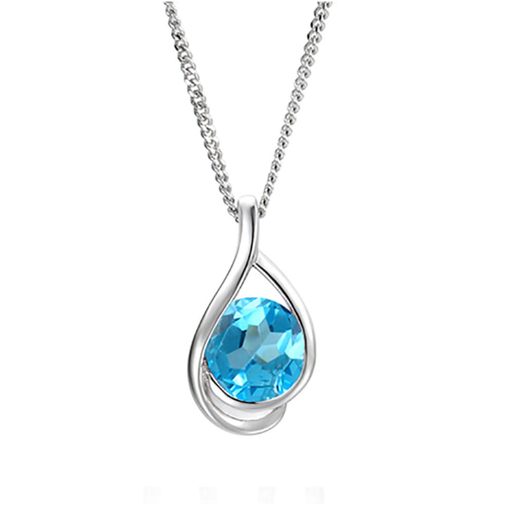 Amore Silver Blue Topaz Viola Blue Necklace